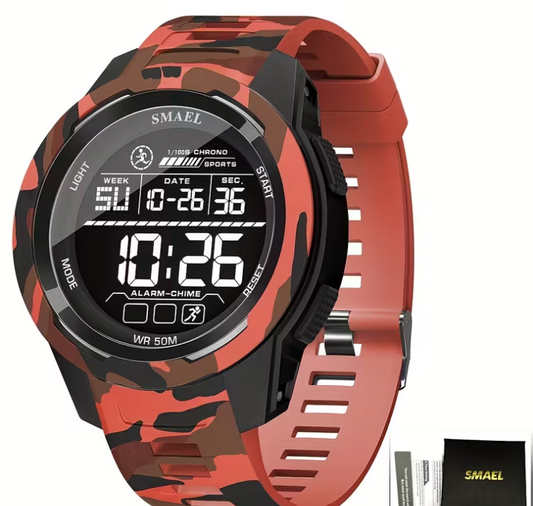 Men’s Multifunction Sports Watch - Camo Red