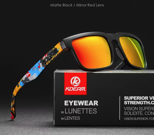 Kdeam Polarized Tactical Sunglasses -  Matte Black / Mirror Lens C6