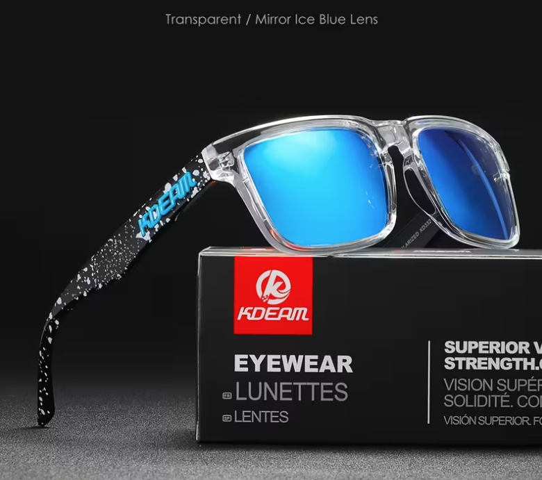 Kdeam Polarized Tactical Sunglasses -  Transparent / Mirror Ice Blue C12