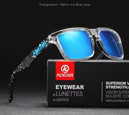 Kdeam Polarized Tactical Sunglasses -  Transparent / Mirror Ice Blue C12